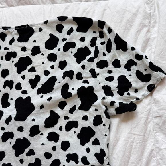 Black and White Cow Print Crop Top - Picture 9 of 9